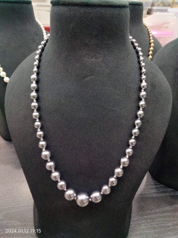 Gemstone Natural Grey Stone Pearl Necklace