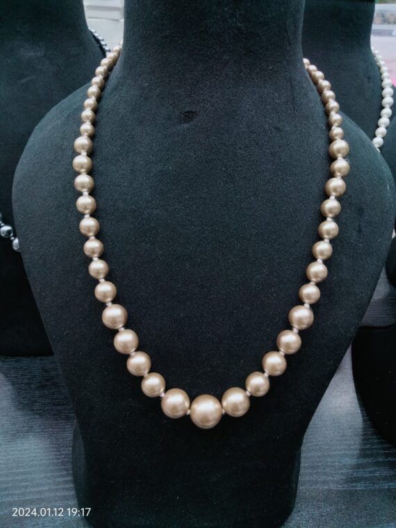 Gemstone Natural Light Pink Stone Pearl Necklace