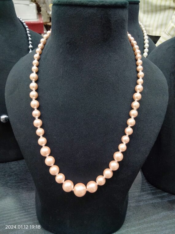 Gemstone Natural Pink Moti Agate Pearl Necklace