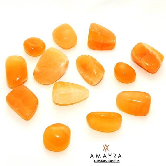 Natural Orange Calcite Tumbled Stone
