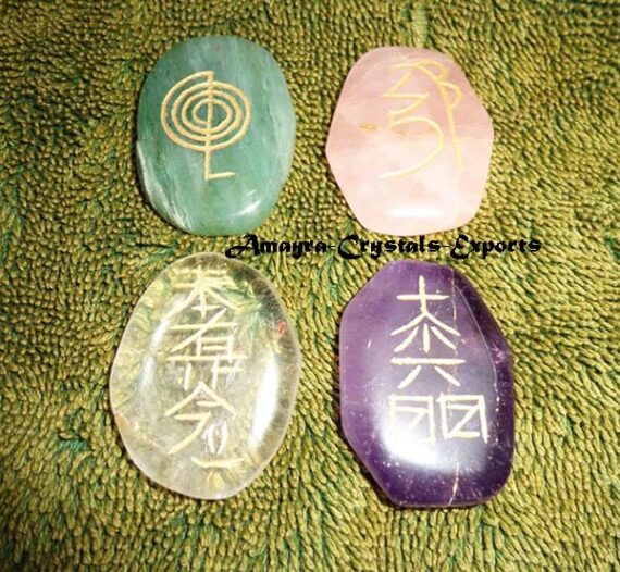 Mixed Gemstone 4 Piece Oval Shape Reiki Set (RACG)