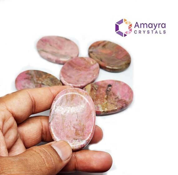 Natural Gemstone Rhodonite Thumb Worry Stone