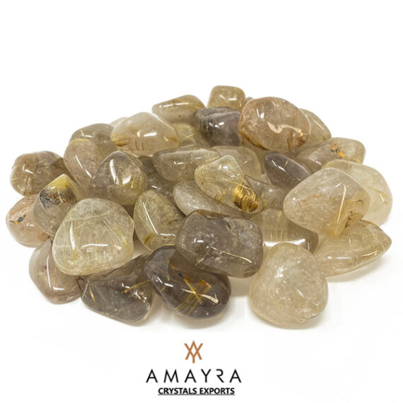 Natural Gemstone Rutilated Quartz Tumble Stone