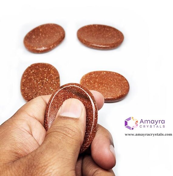 Natural Gemstone Sun Sitara Thumb Worry Stone