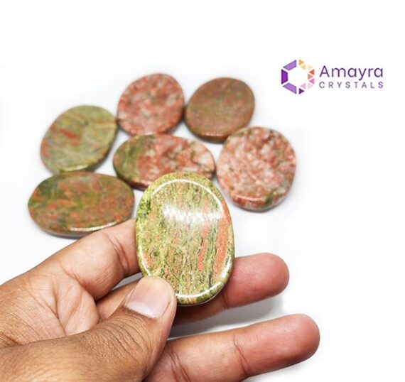 Natural Gemstone Unakite Thumb Worry Stone