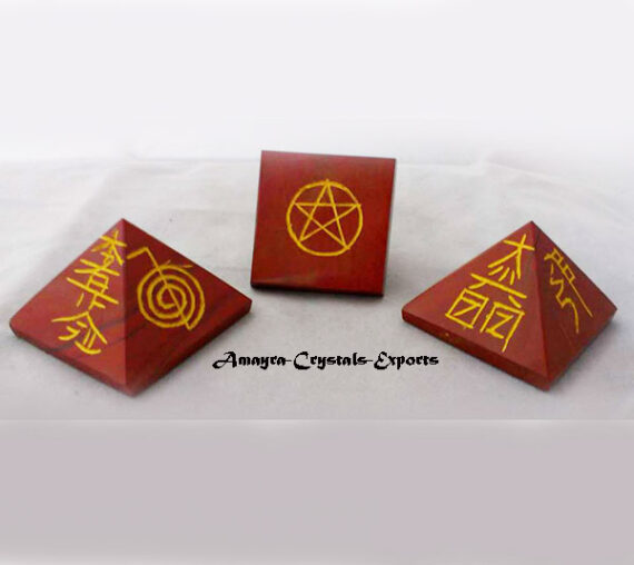 Red Jasper Engraved Reiki Pyramid