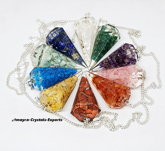 Orgonite Mixed Gemstone Assorted Dowsing Pendulum