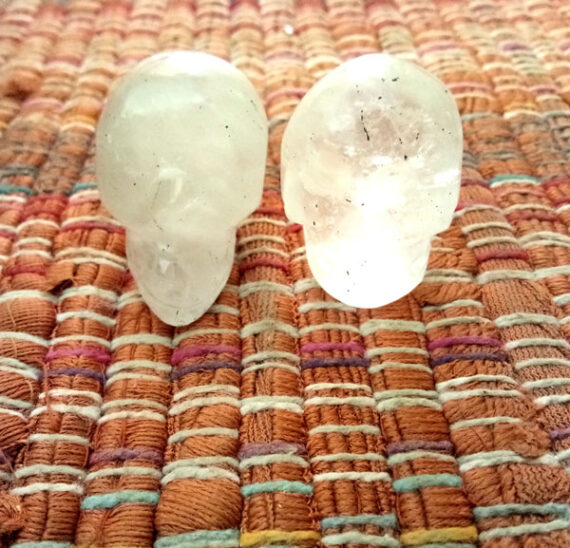 Natural Gemstone Crystal Quartz 1 Inch Skull
