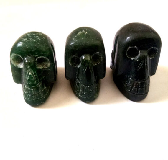 Natural Gemstone Green Jade 1 Inch Skull
