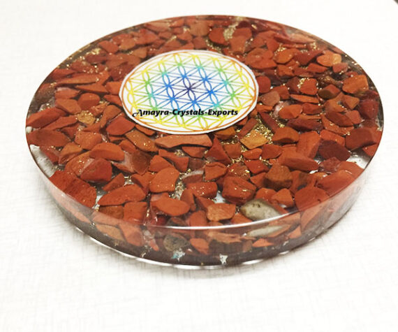Orgone Red Jasper Flower Of Life Coaster