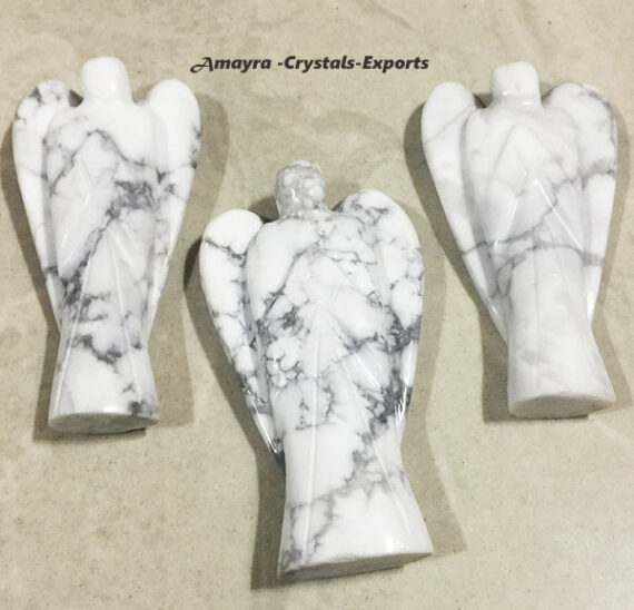 Natural Gemstone Howlite 2 Inch Angel