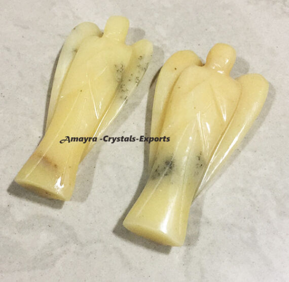 Natural Gemstone Cream Moonstone 3 Inch Angel