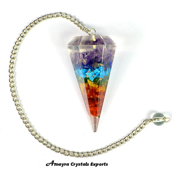 Orgonite 7 Chakra Bonded Dowsing Pendulum