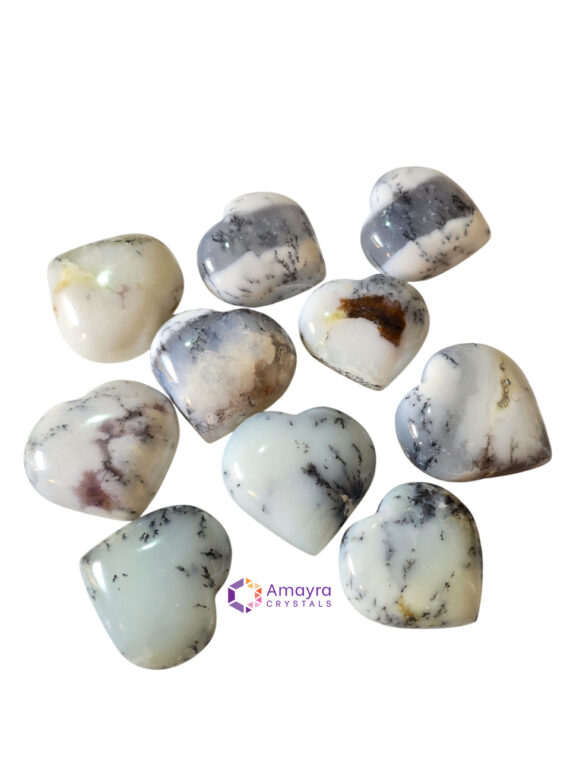 Natural Gemstone Dendritic Opal Heart