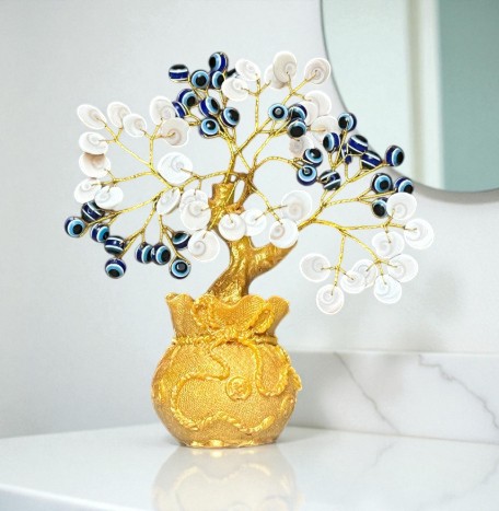 Evil Eye & Gomti Chakra Tree With Money Bag Base | Evil Eye & Gomti Chakra Money Tree