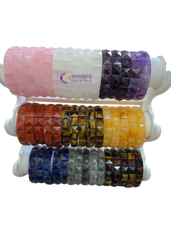 Natural Mixed Gemstone Pyramid Bracelet