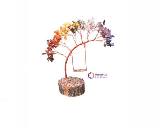 Seven Chakra Swing Tree With Wooden Chips Base