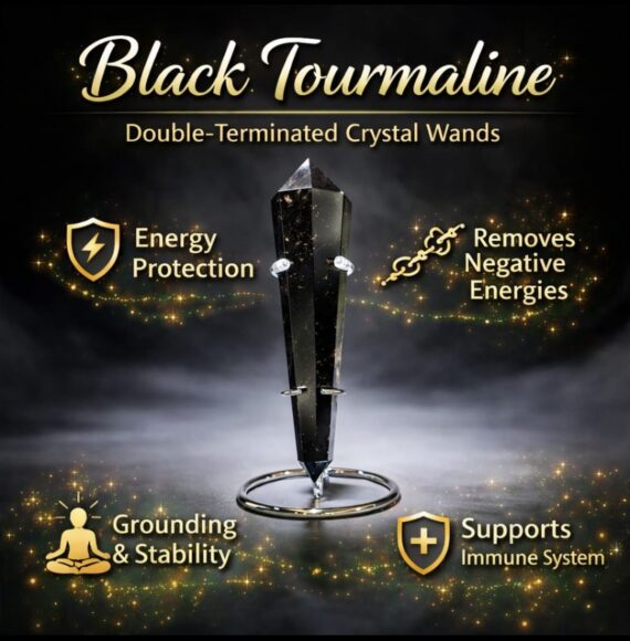 Black Tourmaline Double Point Terminated Obelisk wand Massager