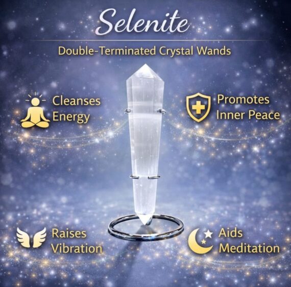 Selenite Double Point Terminated Obelisk wand Massager