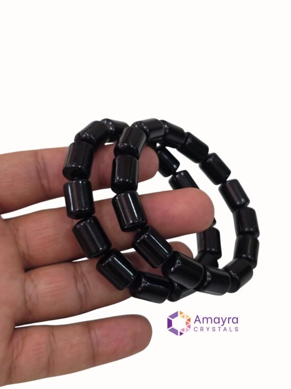 BLACK OBSIDIAN Barrel beads bracelets