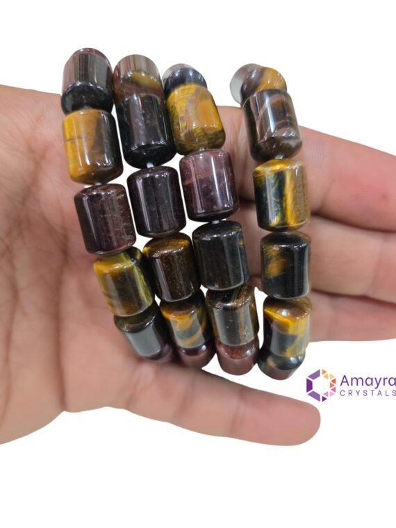 Blue Tiger Eye Barrel beads bracelets