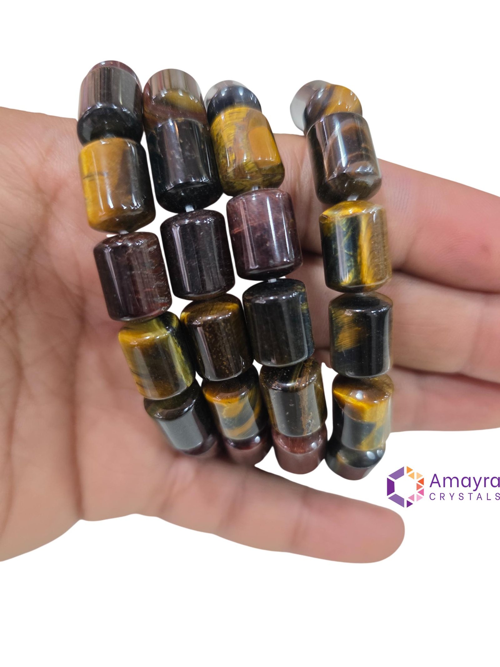 Blue Tiger Eye Barrel beads bracelets